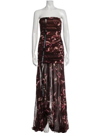 Pre-owned Retroféte Silk Long Dress W/ Tags In Brown