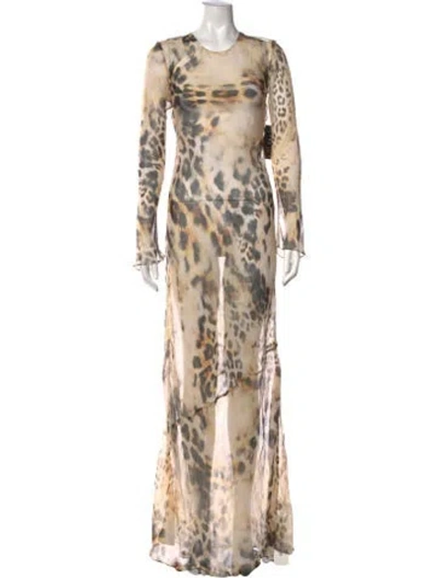 Pre-owned Retroféte Silk Long Dress W/ Tags In Neutrals