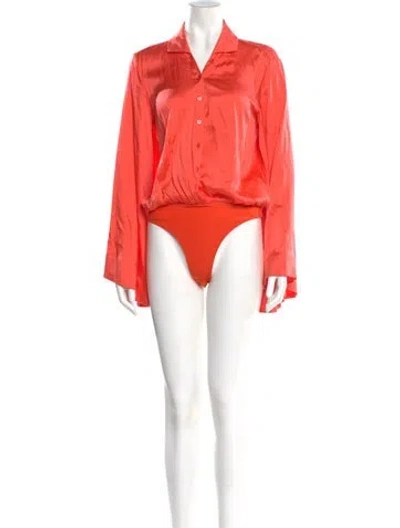 Pre-owned Retroféte Silk Long Sleeve Bodysuit In Orange