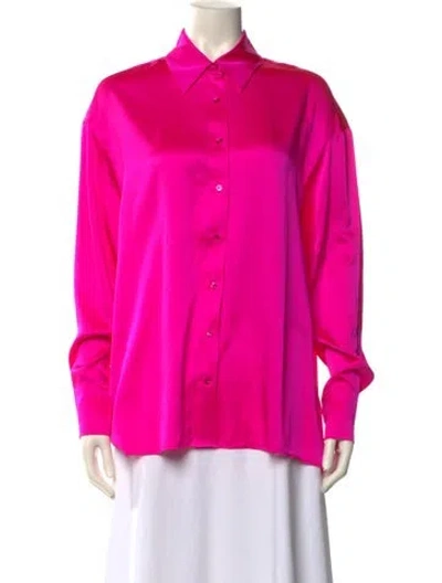Pre-owned Retroféte Silk Long Sleeve Button-up Top In Pink