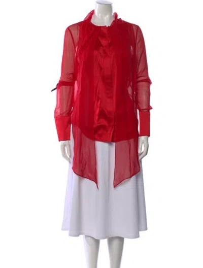 Pre-owned Retroféte Silk Long Sleeve Top In Red