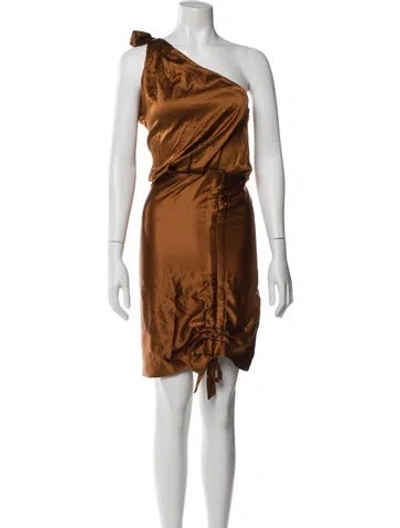 Pre-owned Retroféte Silk Midi Length Dress In Brown