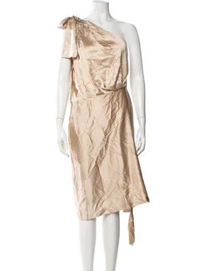 Pre-owned Retroféte Silk Midi Length Dress W/ Tags In Neutrals
