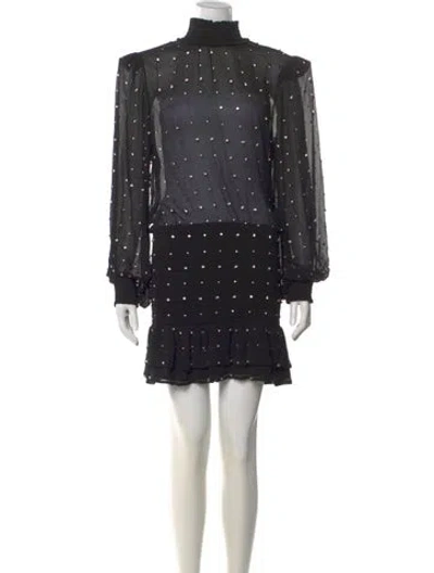 Pre-owned Retroféte Silk Mini Dress In Black