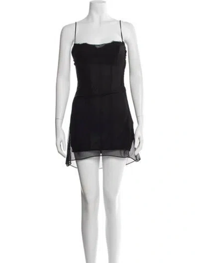 Pre-owned Retroféte Silk Mini Dress In Black