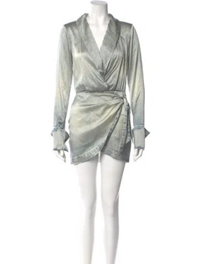 Pre-owned Retroféte Silk Mini Dress In Blue