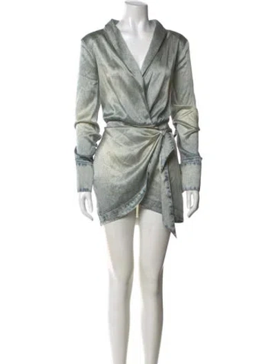 Pre-owned Retroféte Silk Mini Dress In Blue