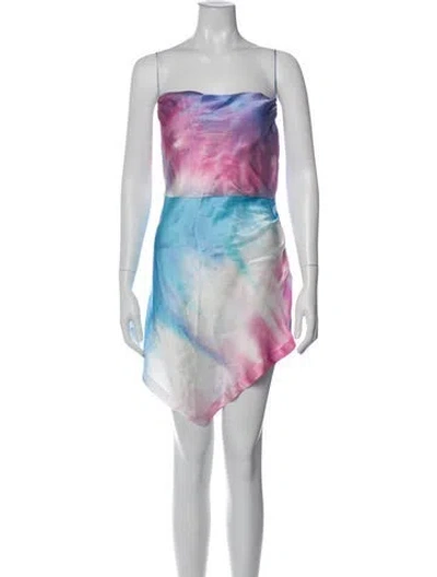 Pre-owned Retroféte Silk Mini Dress In Blue