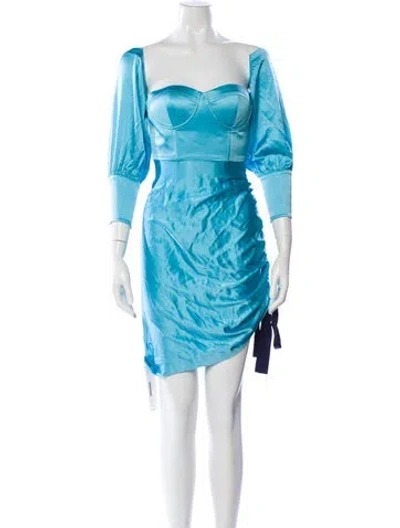 Pre-owned Retroféte Silk Mini Dress In Blue