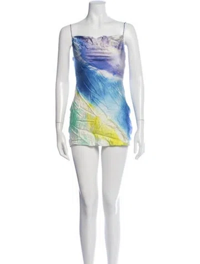 Pre-owned Retroféte Silk Mini Dress In Blue