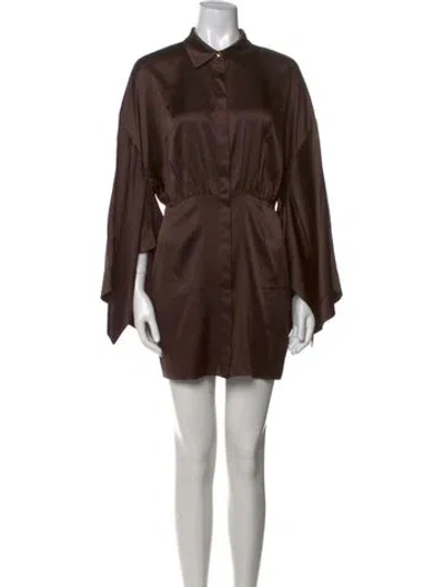 Pre-owned Retroféte Silk Mini Dress In Brown