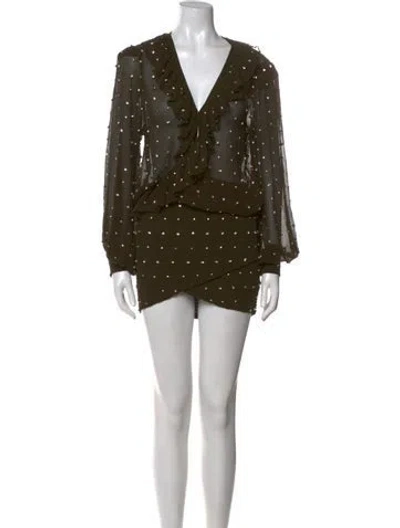 Pre-owned Retroféte Silk Mini Dress In Green