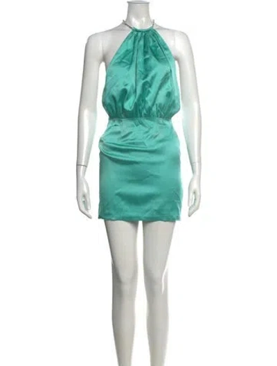 Pre-owned Retroféte Silk Mini Dress In Green