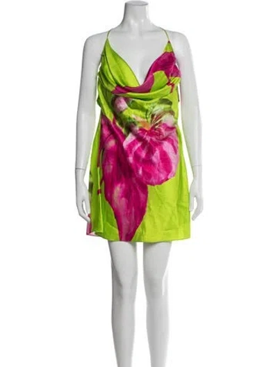 Pre-owned Retroféte Silk Mini Dress In Green