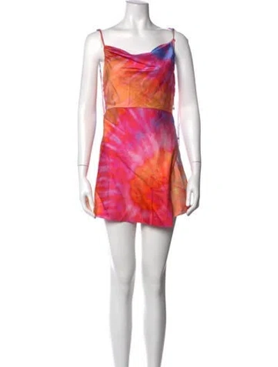 Pre-owned Retroféte Silk Mini Dress In Orange