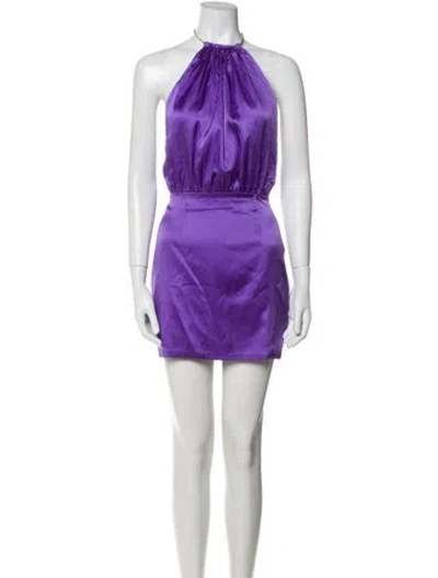 Pre-owned Retroféte Silk Mini Dress In Purple