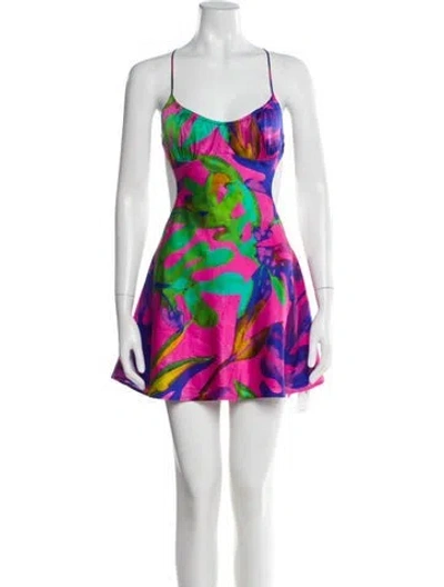 Pre-owned Retroféte Silk Mini Dress In Purple