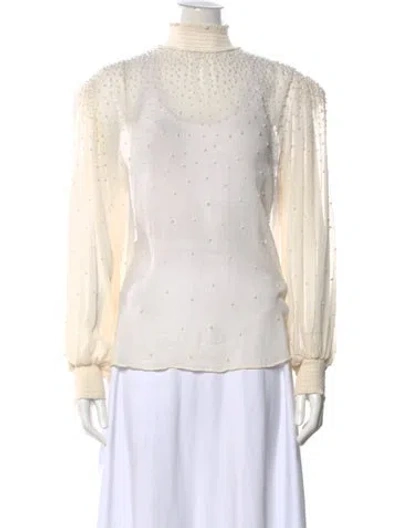 Pre-owned Retroféte Silk Mock Neck Top In White