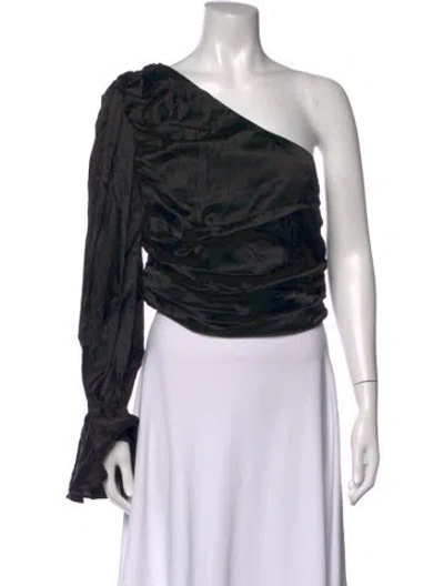 Pre-owned Retroféte Silk One-shoulder Top W/ Tags In Black