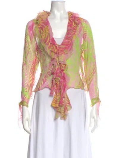 Pre-owned Retroféte Silk Printed Top In Pink