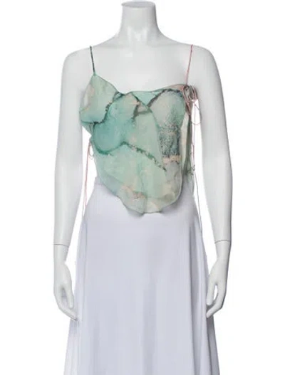 Pre-owned Retroféte Silk Printed Top In White