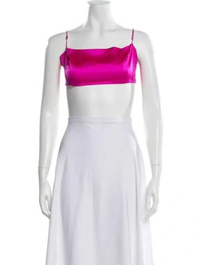Pre-owned Retroféte Silk Square Neckline Crop Top In Purple