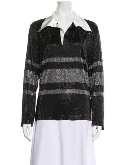 Pre-owned Retroféte Silk Striped Top In Black