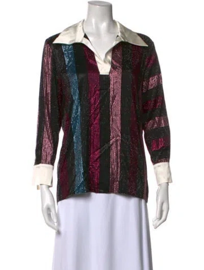 Pre-owned Retroféte Silk Striped Top In Black