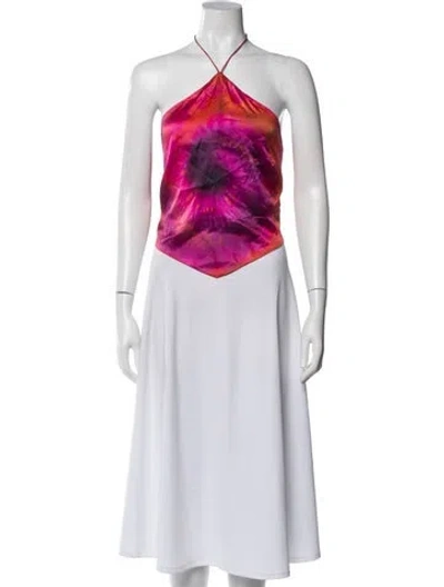 Pre-owned Retroféte Silk Tie-dye Print Top In Pink
