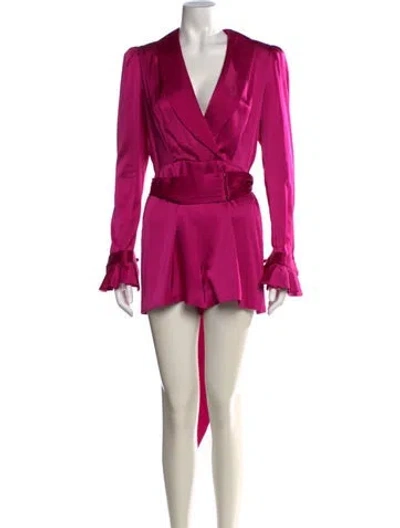 Pre-owned Retroféte Silk V-neck Jumpsuit In Pink