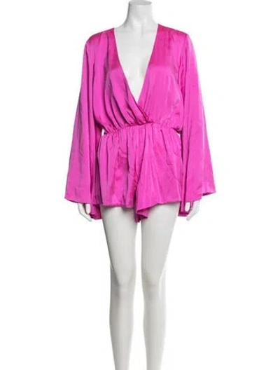 Pre-owned Retroféte Silk V-neck Romper In Purple