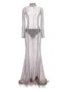 Retroféte Retrofete Lenora Sequin Long Dress In Silver
