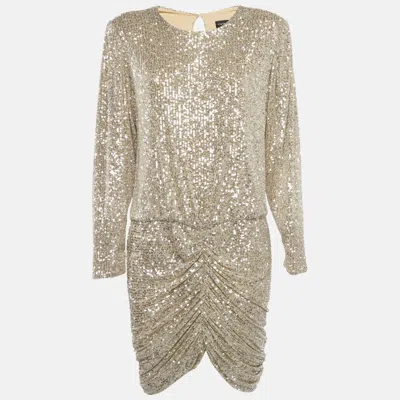 Retroféte Silver Sequin Jersey Flynn Ruched Mini Dress In Neutral