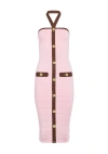 Retroféte Sloane Button-detail Dress In Mtlc Earl Rose/pecan