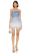 Retroféte Sofia Feather Dress In Blue
