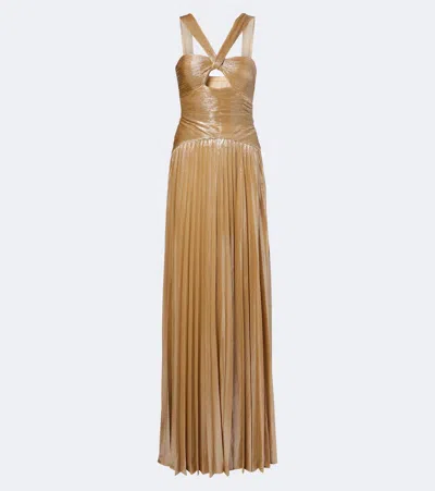 Retroféte Retrofête Solace Plissé Halterneck Gown In Gold
