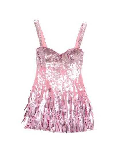 Retroféte Solstise Sequin Fringe Mini Dress In Pink