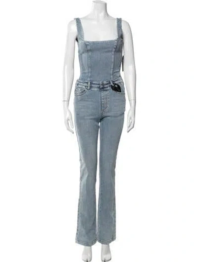 Pre-owned Retroféte Square Neckline Jumpsuit In Blue