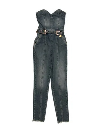 Pre-owned Retroféte Square Neckline Jumpsuit In Blue
