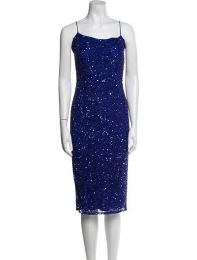 Pre-owned Retroféte Square Neckline Knee-length Dress In Blue