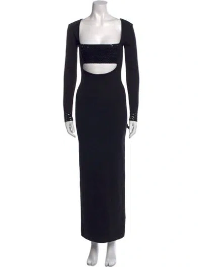 Pre-owned Retroféte Square Neckline Long Dress In Black