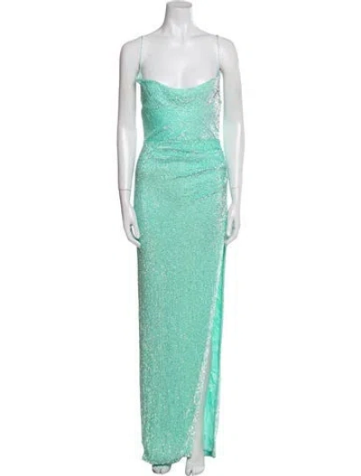 Pre-owned Retroféte Square Neckline Long Dress In Blue