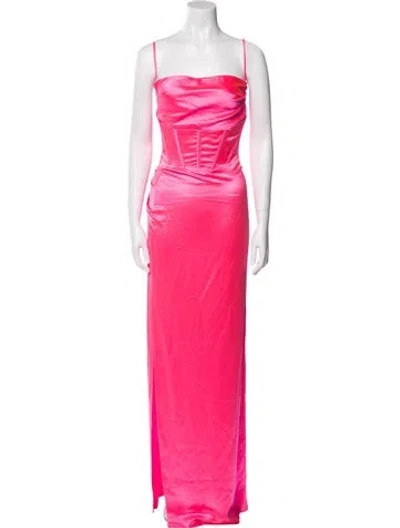 Pre-owned Retroféte Square Neckline Long Dress In Pink