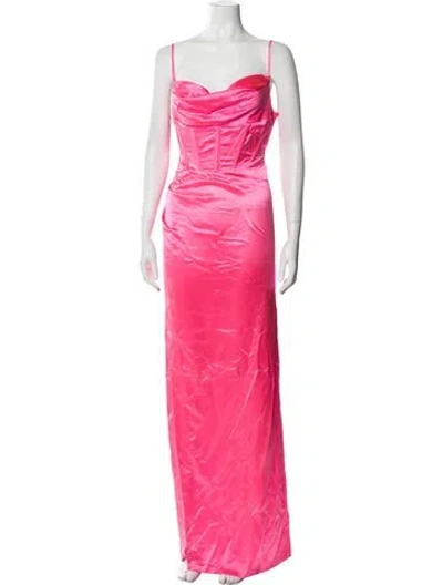 Pre-owned Retroféte Square Neckline Long Dress In Pink