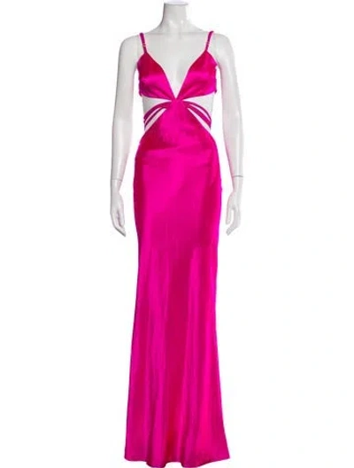 Pre-owned Retroféte Square Neckline Long Dress In Pink