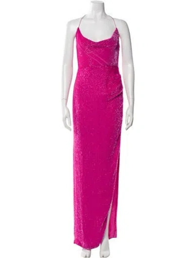 Pre-owned Retroféte Square Neckline Long Dress In Pink