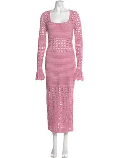 Pre-owned Retroféte Square Neckline Long Dress In Pink