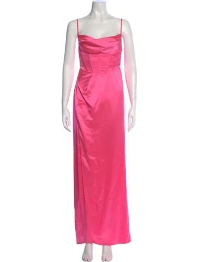 Pre-owned Retroféte Square Neckline Long Dress In Pink