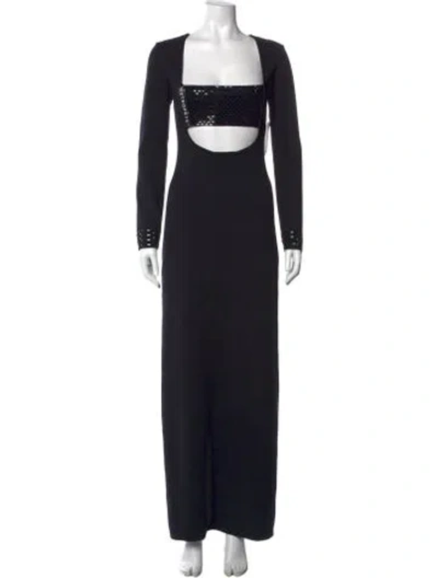 Pre-owned Retroféte Square Neckline Long Dress W/ Tags In Black