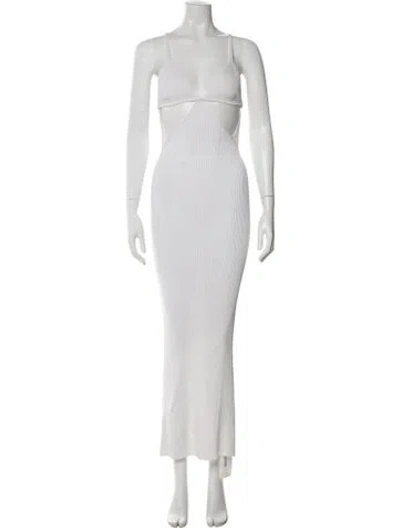 Pre-owned Retroféte Square Neckline Long Dress In White